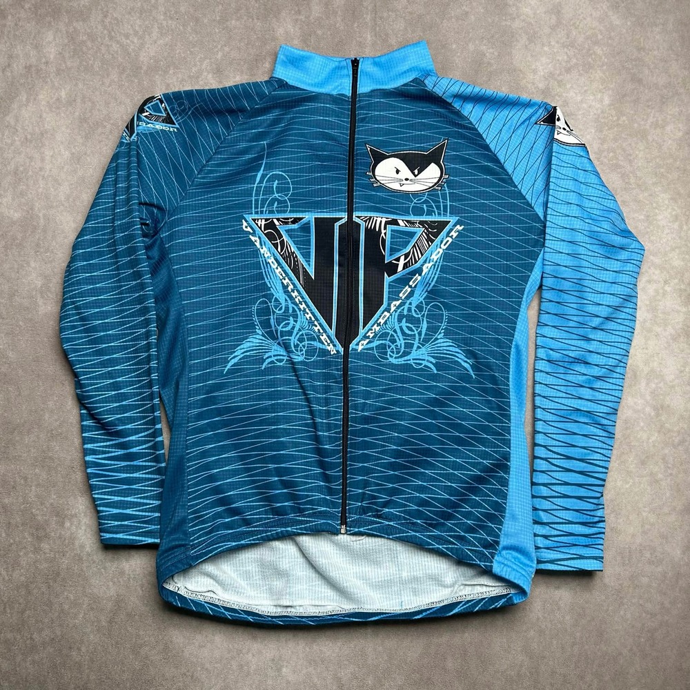 Vanderkitten Race Womens XL Cycling Jersey Blue Long Sleeve Full Zip Geotherm